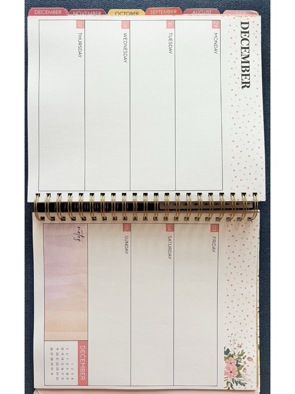 Planner 17 Month 2026-27 DAISY FLORAL Month Day Week Organizer Calendar 9"Wx11"H - Picture 15 of 16